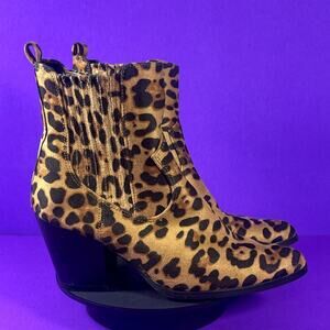 Catherine Malandrino Women's Leopard Print Bodem Block Heel Bootie Size 7.5-NEW